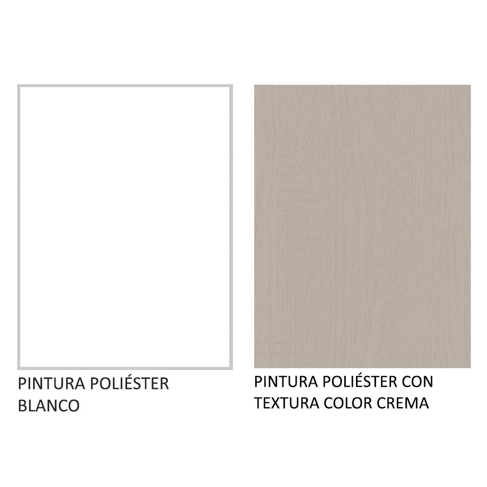 Bajo Mesada para Bacha 120 cm 2 Puertas y 3 Cajones (Con Tapa) Blanco/Crema Agata