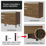Bajo Mesada para Bacha 150 cm 2 Puertas y 2 Cajones (Con Tapa) Glamy Marrón
