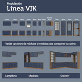 Bajo Mesada Esquinero 94 cm 1 Puerta (Sin Mesada) Marrón/Azul Vik Madesa