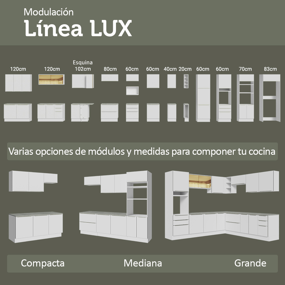 Alacena Cocina 60 cm 1 Puerta Abatible Blanco/Blanco Aterciopelado Lux Madesa