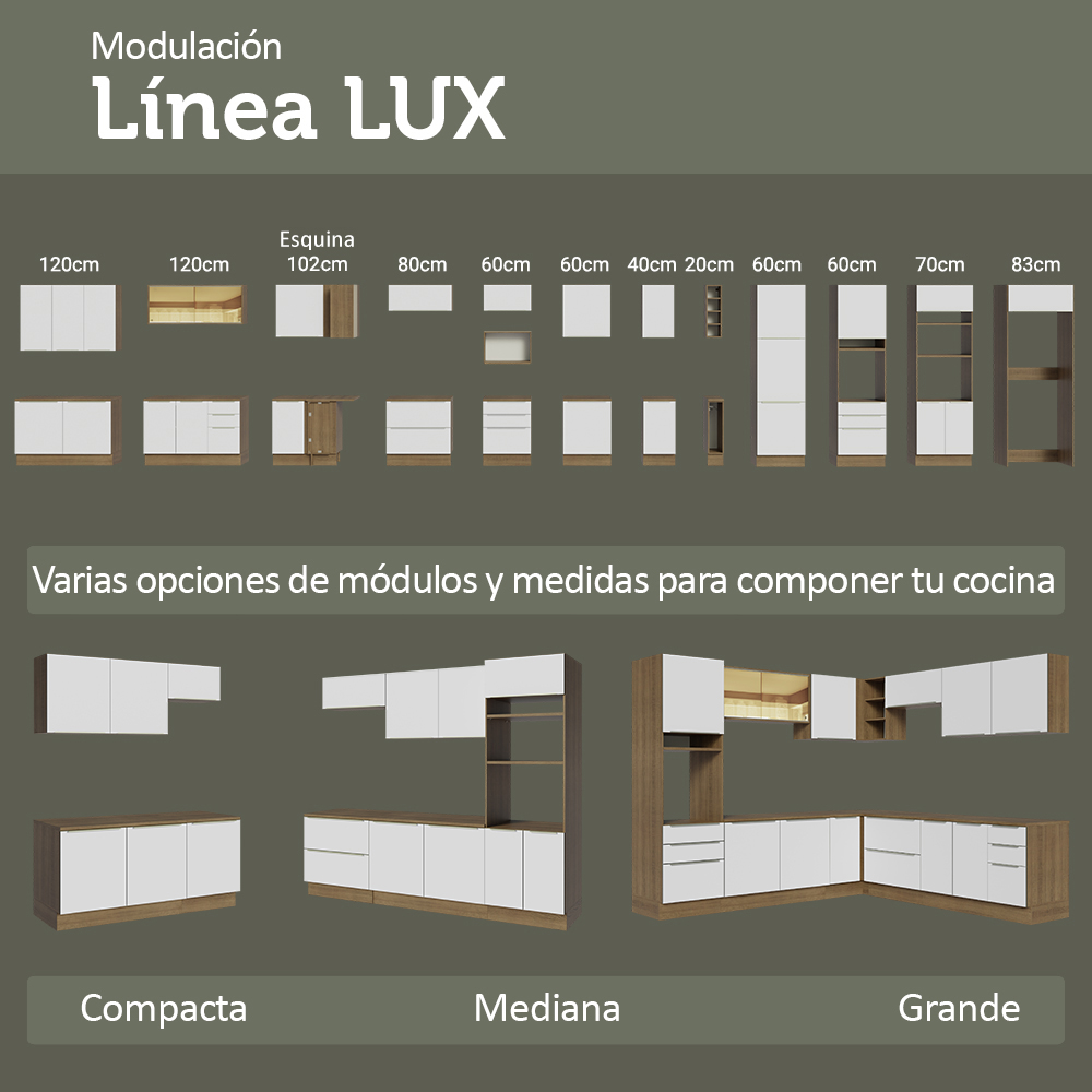 Alacena Cocina 70 cm 2 Puertas Marrón/Blanco Aterciopelado Lux Madesa