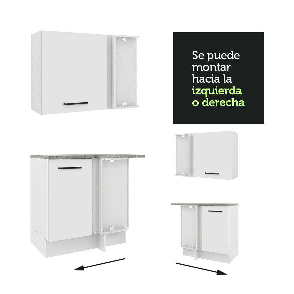 Combo completo de Cocina Esquinera 479 cm 13 Puertas 3 Cajones Sin Mesada Blanco Agata Madesa