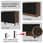 Combo completo de Cocina Esquinera 549 cm con Cristalero 17 Puertas 3 Cajones Sin Mesada Marrón/Negro Agata Madesa