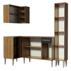 Combo completo de Cocina Esquinera 261 cm 6 Puertas 1 Cajón Marrón/Negro Emilly Madesa