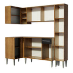 Combo completo de Cocina Esquinera 261 cm 9 Puertas 1 Cajón Marrón/Negro Emilly Madesa 02
