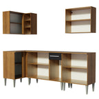 Combo completo de Cocina Esquinera 293 cm 9 Puertas 1 Cajón Marrón/Negro Emilly Madesa