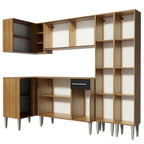 Combo completo de Cocina Esquinera 293 cm 11 Puertas 1 Cajón Marrón/Negro Emilly Madesa 06
