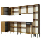 Combo completo de Cocina Esquinera 325 cm 13 Puertas 1 Cajón Marrón/Negro Emilly Madesa 03