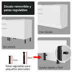 Combo completo de Cocina Esquinera 549 cm con Cristalero 17 Puertas 3 Cajones Sin Mesada Blanco Glamy Madesa