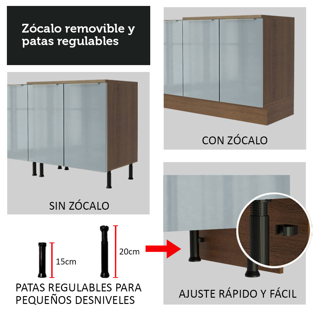 Combo completo de Cocina Esquinero 546cm Marrón/Gris Lux Madesa 01