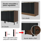 Combo completo de Cocina Esquinera 566 cm con Cristalero 17 Puertas 3 Cajones Sin Mesada Marrón/Negro Lux Madesa