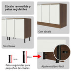 Combo completo de Cocina Esquinera 566 cm con Cristalero 17 Puertas 3 Cajones Sin Mesada Marrón/Blanco Lux Madesa