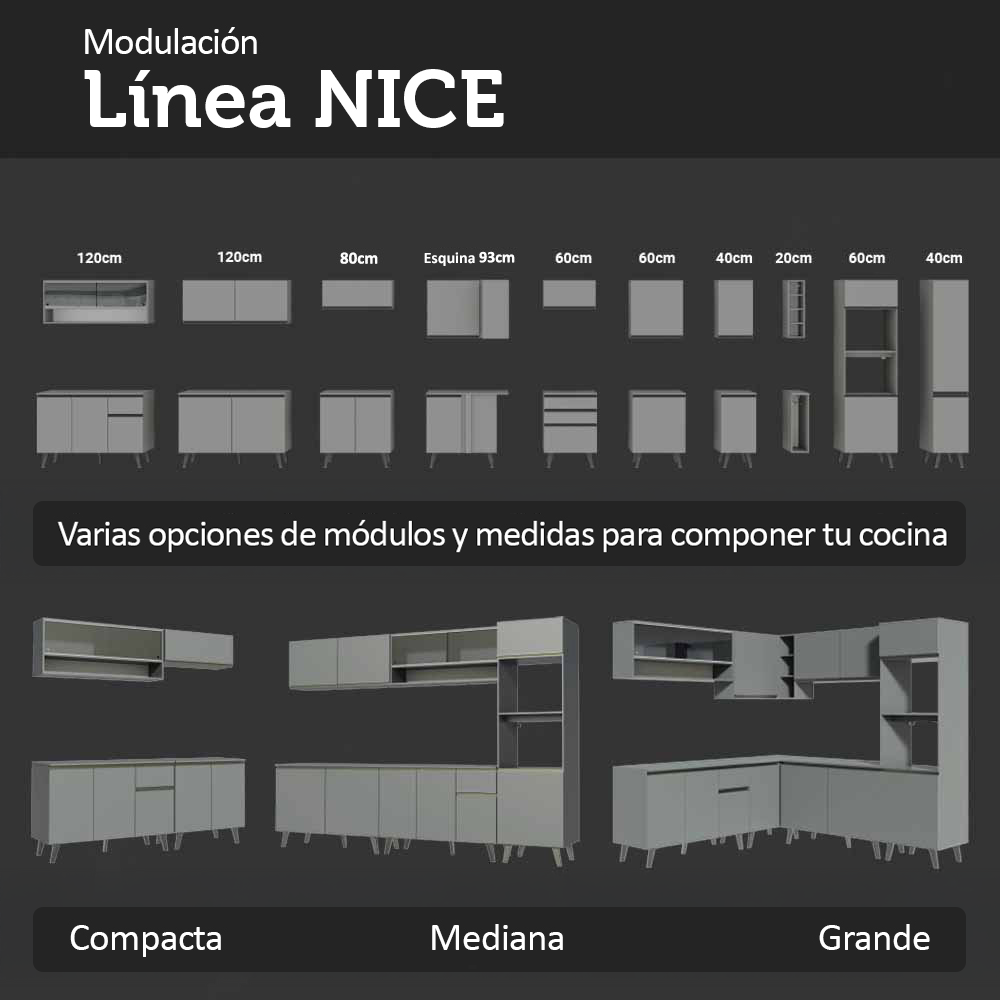 Combo completo de Cocina Esquinera 265 cm Gris Nice Madesa 05
