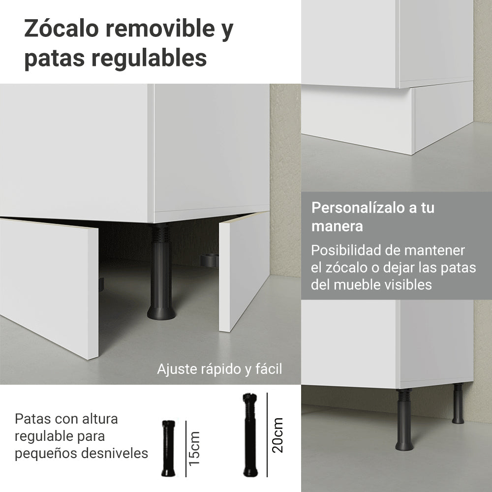 Combo Completo de Cocina Esquinera 100% MDF 447 cm Frentes Blanco Smart Madesa 02