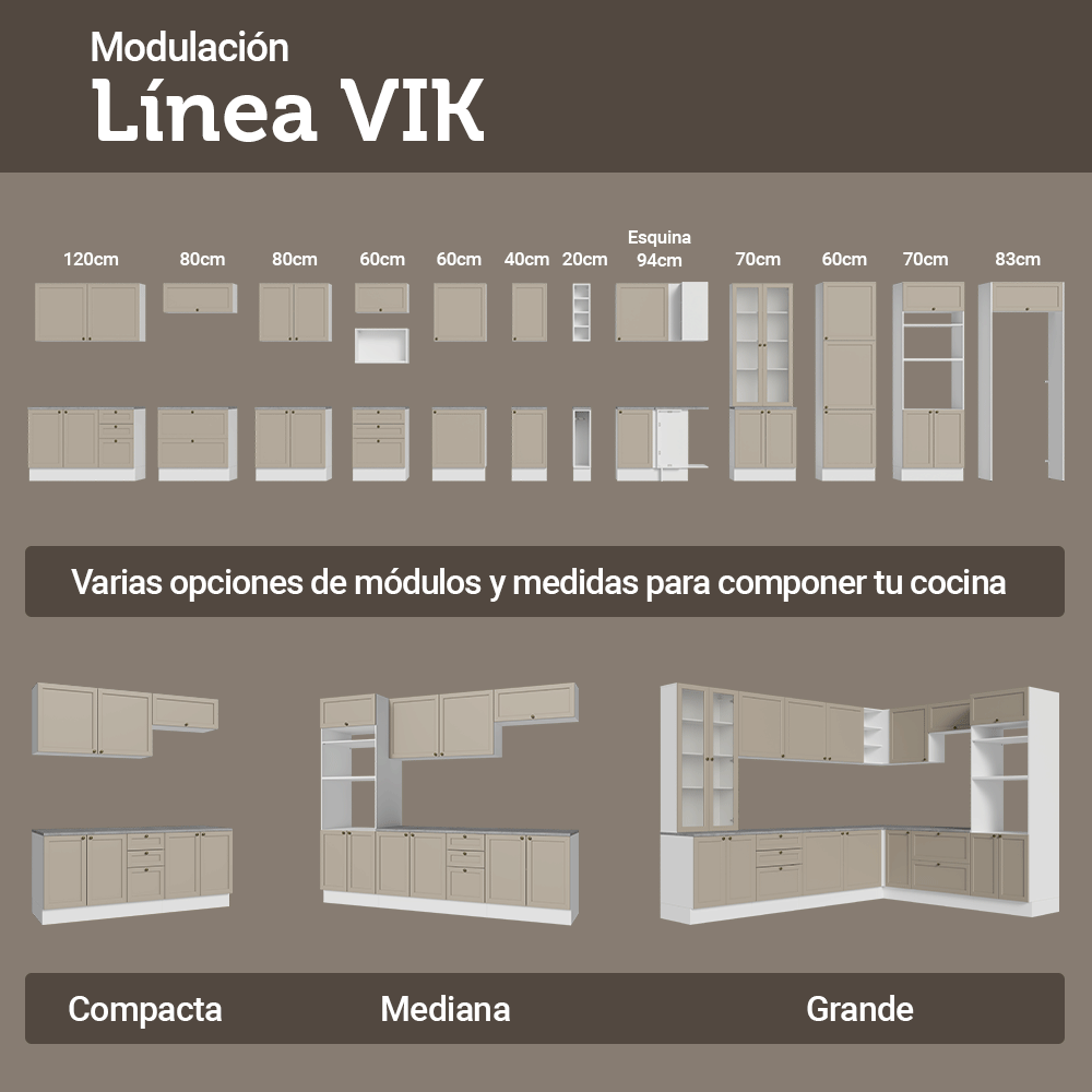 Combo completo de Cocina Esquinero 399 cm Blanco/Crema Vik Madesa 02