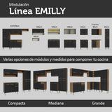 Combo completo de Cocina 137 cm con Bacha de acero, Marrón/Negro, Emilly 08