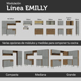 Cocina Compacta con Bacha 165 cm Emilly Marrón/Gris 09
