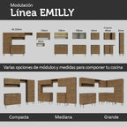 Cocina Compacta 169 cm 9 Puertas 1 Cajón con Bacha de Acero Inoxidable Marrón Emilly Madesa