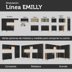 Cocina Compacta 169 cm 9 Puertas 1 Cajón con Bacha de Acero Inoxidable Marrón/Negro Emilly Madesa 14