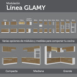 Combo de Cocina 180cm Glamy Madesa 09 - Blanco/Marrón