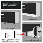 Cocina Compacta 200 cm 4 Puertas 3 Cajones Sin Mesada Blanco/Negro Glamy Madesa