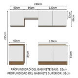 Combo completo de Cocina 240cm Marrón/Blanco Glamy Madesa 09