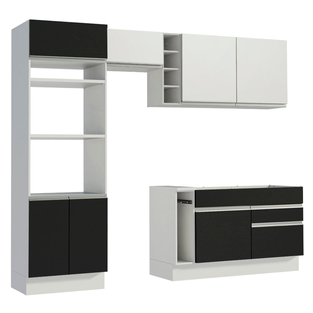 Combo completo de Cocina Madesa Glamy 270cm Blanco/Negro/Blanco 09