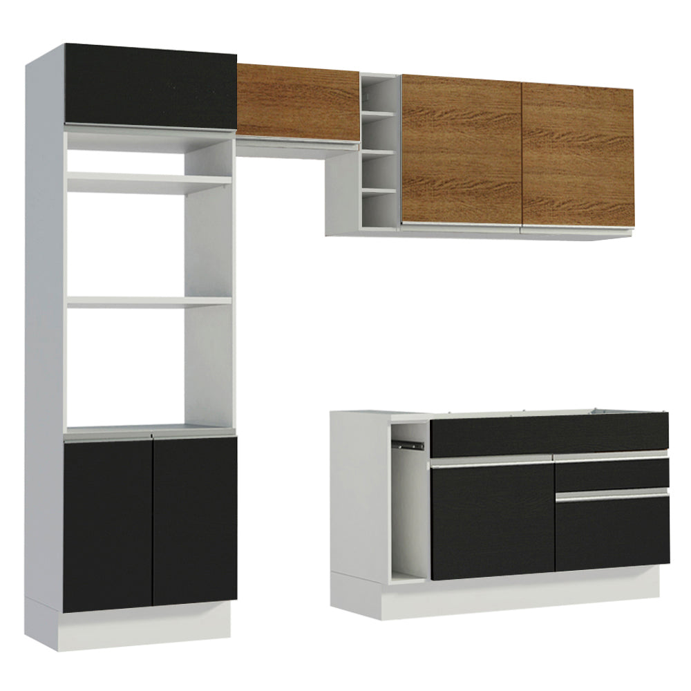 Combo completo de Cocina Madesa Glamy 270cm Blanco/Negro/Marrón 09