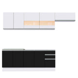 Combo completo de Cocina Madesa Glamy 280cm Blanco/Negro/Blanco