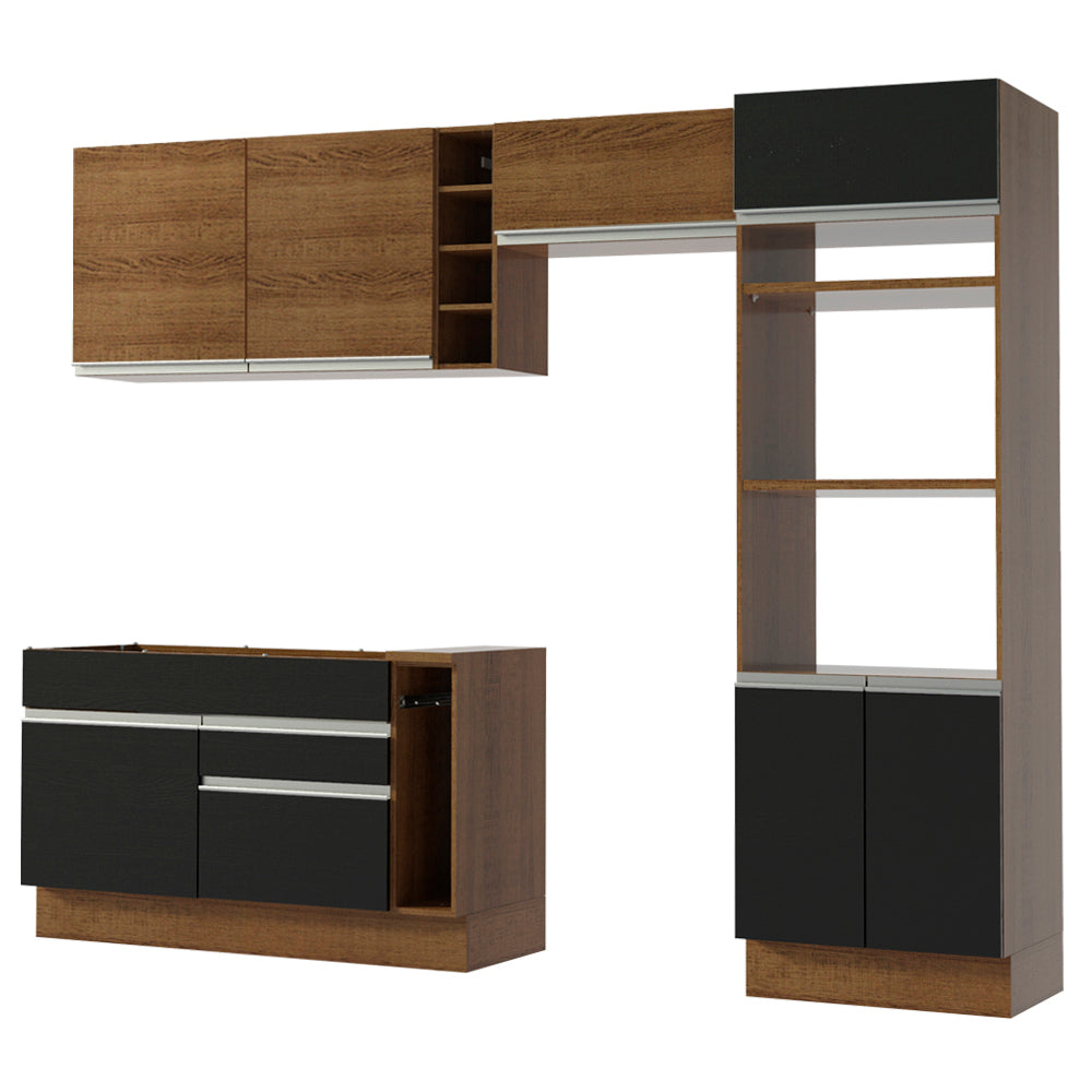 Combo completo de Cocina Madesa Glamy 290cm Marrón/Negro/Marrón 10