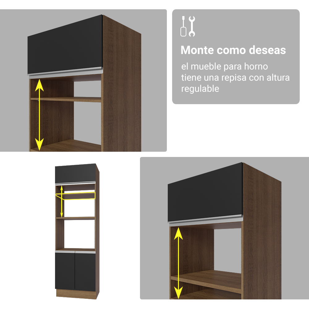 Combo completo de Cocina con Cristalero 340 cm Madesa Glamy MN 01