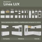 Cocina Compacta 190 cm con Cristalero 8 Puertas 3 Cajones Blanco Lux Madesa