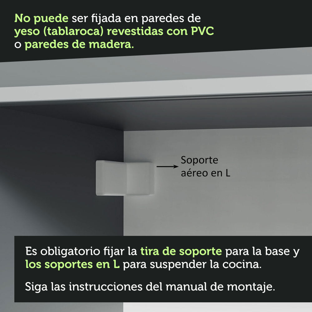 Cocina Compacta 160 cm Sin Patas Nice Gris 02