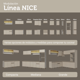 Cocina Compacta 160 cm Sin Patas Nice Crema 02