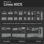 Combo completo de Cocina Flotante Nice 200 cm 5 Puertas (Con Mesada) Gris 02 Madesa
