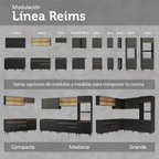 Combo Completo de Cocina 250 cm 6 Puertas 3 Cajones Negro Reims Madesa