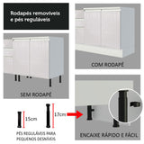 Cocina Compacta Smart 100% MDF Puertas Brillante XP 120 cm 6 Puertas 2 Cajones (Con Mesada) Blanco Madesa