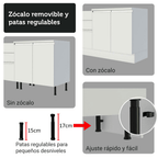 Combo Completo de Cocina 310 cm 13 Puertas 2 Cajones 100% MDF con Mueble para Horno y Microondas Blanco Smart Madesa