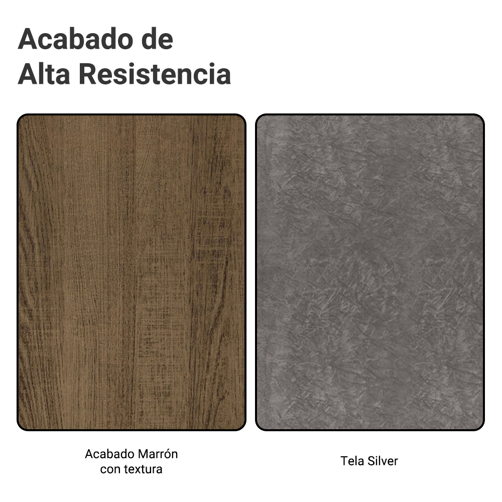Respaldo de Cama Extensible Tapizado con 2 Mesas de Luz Espejadas Marrón/Silver Madesa