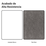 Respaldo de Cama Extensible Tapizado con 2 Mesas de Luz Blanco/Silver Madesa