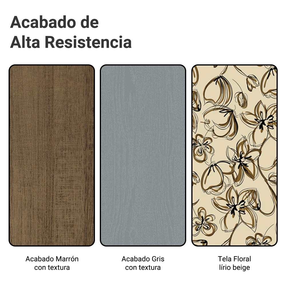 Juego de Comedor Mesa Tapa de Madera 4 Sillas Marrón/Gris/Lírio Beige Samara Madesa