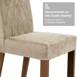 Juego Comedor Lótus Mesa Tapa de Madera 4 Sillas Marrón/Crema/Gamuza Imperial Madesa