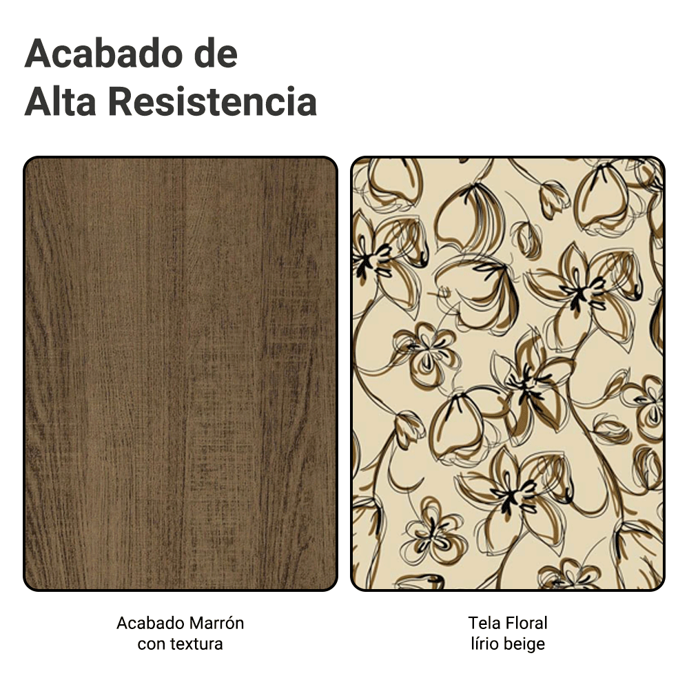 Juego de Comedor Mesa Tapa de Vidrio 6 Sillas Marrón/Lirio Beige Isla Madesa
