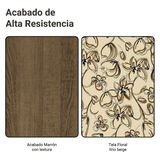 Juego de Comedor Mesa Tapa de Vidrio 6 Sillas Marrón/Lirio Beige Isla Madesa