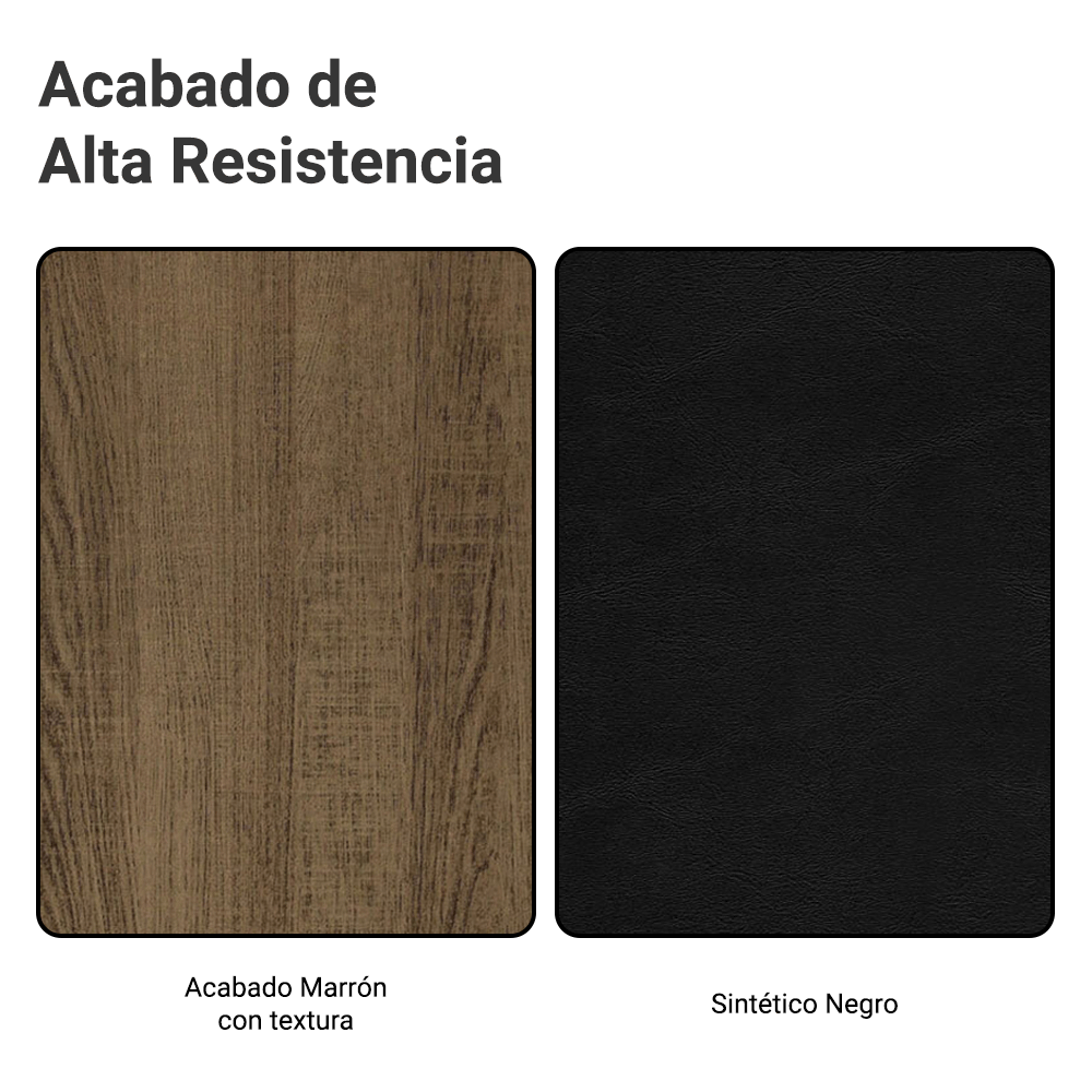 Juego de Comedor Mesa Tapa de Vidrio 6 Sillas Marrón/Sintético Negro Isla Madesa