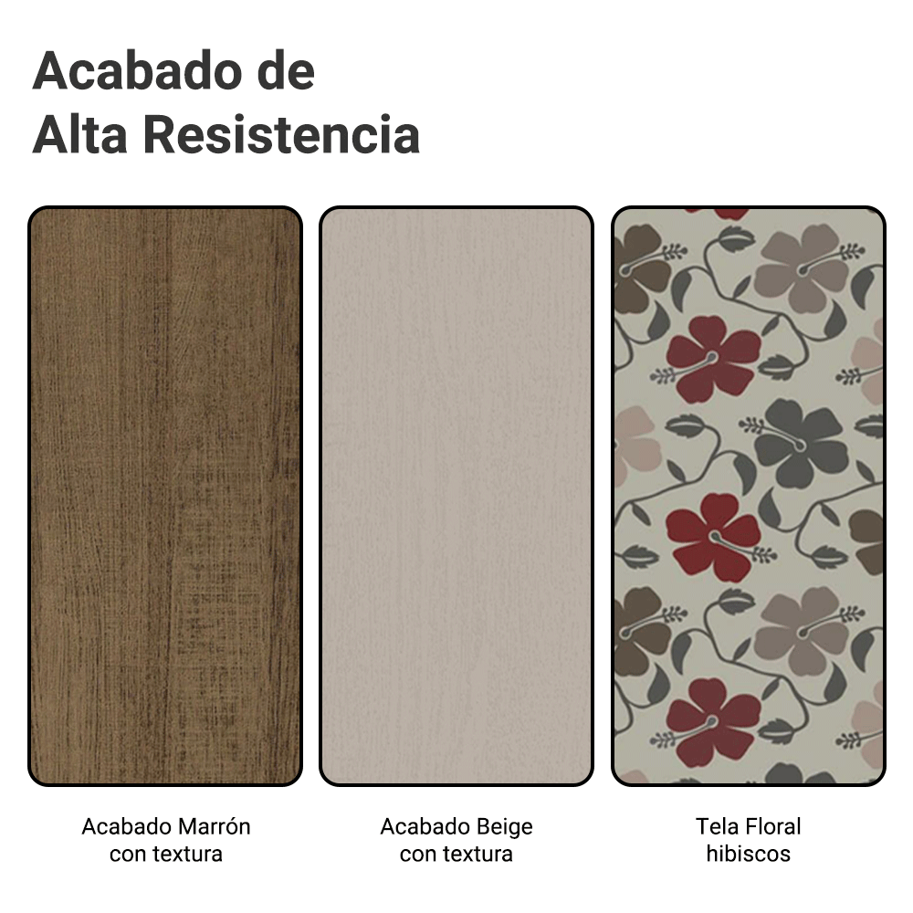Juego de Comedor Mesa Tapa de Vidrio 6 Sillas Marrón/Crema/Hibiscos Heloísa Madesa