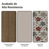 Juego de Comedor Mesa Tapa de Vidrio 6 Sillas Marrón/Crema/Hibiscos Heloísa Madesa