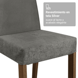 Juego de Comedor Tapa de Madera 6 Sillas Marrón/Gris/Silver Cedro Madesa