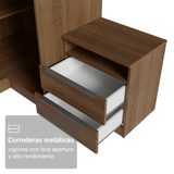 Dormitorio Completo Matrimonial Esquinero 580 cm con Respaldo de Cama Marrón/Crema Neo Madesa