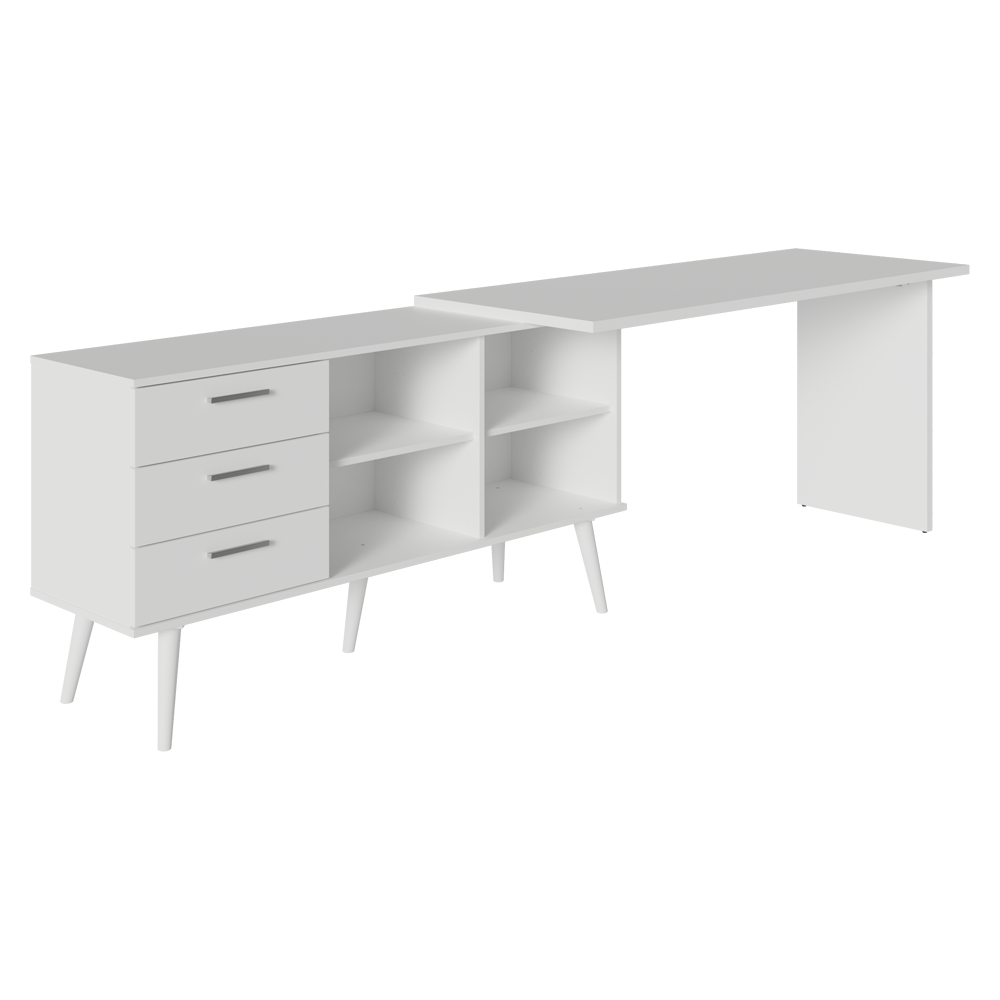 Mesa Gamer em L 3 Cajones Blanco Lisboa Madesa
